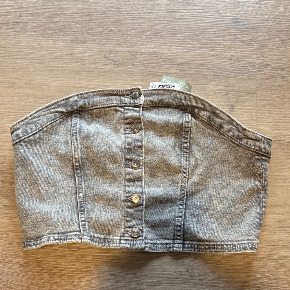 NWT Denim Button-Up Tube Top